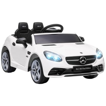 AIYAPLAY elektrisch kinderrijtuig, LED-koplampen, veiligheidsgordel, muziek, tot 5 km/u, 107 x 62,5 x 44 cm, wit | Aosom.nl