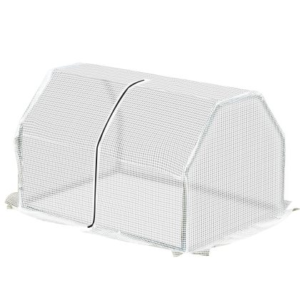 Outsunny broeikas, metaalframe weerbestendig, eenvoudig te verplaatsen, PE-hoes140 g/m², winddicht Graad 4, met rits, 99 x 71 x 60 cm, Wit | Aosom.nl