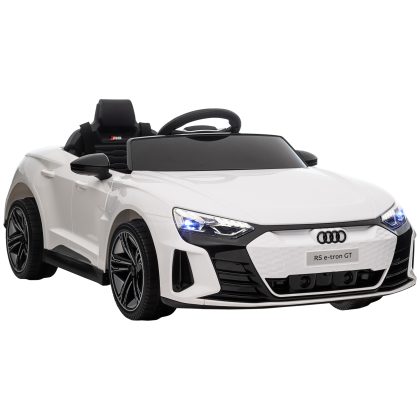 HOMCOM elektrische kinderauto met veiligheidsgordel afstandsbediening koplampen muziekfunctie snelheid 5 km/u voor 3-5 jaar wit 103x58x41cm | Aosom.nl