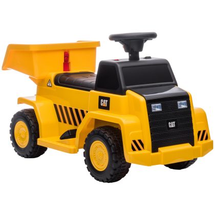 HOMCOM elektrische kiepwagen voor kinderen, kantelbare laadruimte, max. 3 km/u, met koplamp en claxon, 74,5 x 36 x 43,5 cm, geel | Aosom.nl