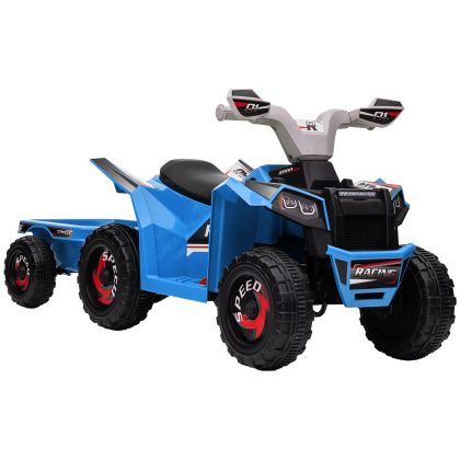HOMCOM Kinderquad 12V Elektrisch met Aanhanger Snelheid 2.5 km/u Voor- en Achteruit Rijtijd 50 Min voor Kinderen 1.5-3 Jaar | Aosom.nl