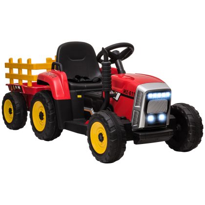 HOMCOM Kindertractor, incl. afstandsbediening, muziekfunctie, 3-6 jaar maximale snelheid van 6 km/u, 87 x 50 x 102 cm, Rood + Zwart | Aosom.nl