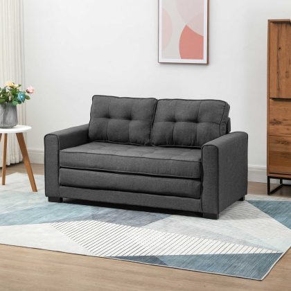 HOMCOM Uitklapbare Slaapbank Grijs | 147,5 x 75 x 85 cm | Comfortabel & Ruimtebesparend