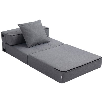 HOMCOM Slaapstoel Relaxstoel Gastenbed. Afneembare hoes, 70 cm x 70 cm x 61 cm, Donkergrijs