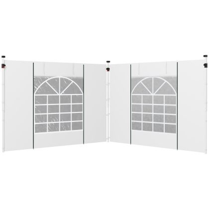 Outsunny paviljoen gordijnen, set van 2, voor 3x6m of 3x3m tuinpaviljoens, met ramen en deuren, UV-bestendig, eenvoudig te installeren, wit | Aosom.nl