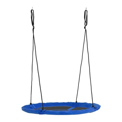 Outsunny nestschommel, weerbestendig, voor binnen en buiten, verstelbare touwen, veilig en comfortabel, Φ110 cm, blauw | Aosom.nl