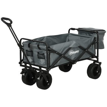 Outsunny Opvouwbare Bolderkar met Koeltas, Stevig Stalen Frame, Tot 100 kg Draagvermogen, voor Buiten, 113 x 57 x 77-100 cm, Donkergrijs | Aosom.nl