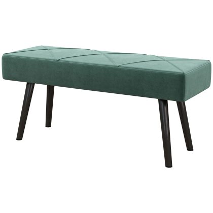 HOMCOM gestoffeerde zitbank fluweeloptiek groen 100x36x45 cm stalen poten poedercoating draagvermogen 120 kg als vensterbank of halbank | Aosom.nl