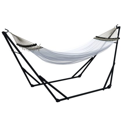 Outsunny hangmat frame, stevig en duurzaam, eenvoudig te monteren, perfect voor ontspanning, 263 x 89 x 100 cm, zwart + wit | Aosom.nl