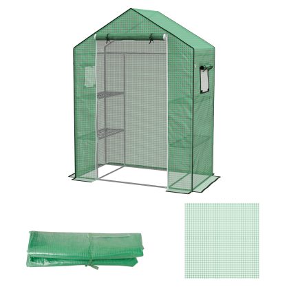Outsunny kasfolie, weerbestendig, Zoomversterking, UV-bestendig, geld te besparen, eenvoudig te installeren, 143 x 70 x 190 cm, groen | Aosom.nl