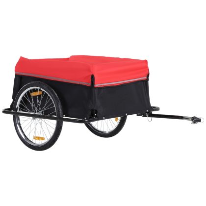 HOMCOM Opvouwbare fietskar met koppeling, transportwagen belastbaar tot 40 kg, transportaanhanger voor fiets/handwagen 140 x 88 x 60 cm