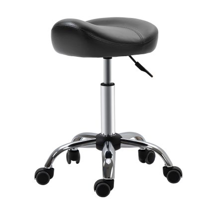 HOMCOM salonkruk, verstelbare zitting, kunstleer, ideaal voor salons, eenvoudig te reinigen, 48x48x54-69 cm, zwart | Aosom.nl