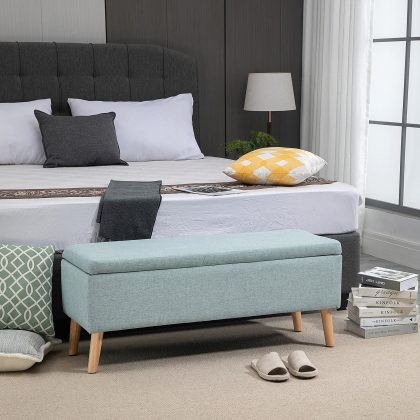 HOMCOM opbergbank, gestoffeerde met opbergruimte, Scandinavisch design, tot 120 kg, Stabiel en duurzaam, 110 x 39 x 45 cm, lichtgroen | Aosom.nl