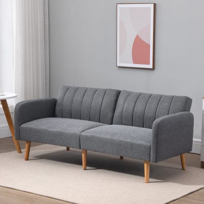 HOMCOM multifunctionele slaapbank, 2-zits, verstelbare rugleuning, slaapfunctie, ruimtebesparend, comfortabel, 180 x 85 x 76 cm, grijs | Aosom.nl