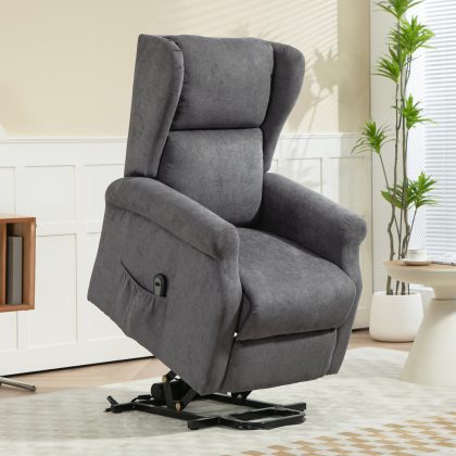 HOMCOM Elektrische Stoelen Opsta-Hulp Relaxfauteuil Donkergrijs, tot 200 kg, Incl. afstandsbediening, verdikt zitkussen, 725x94x109cm | Aosom.nl