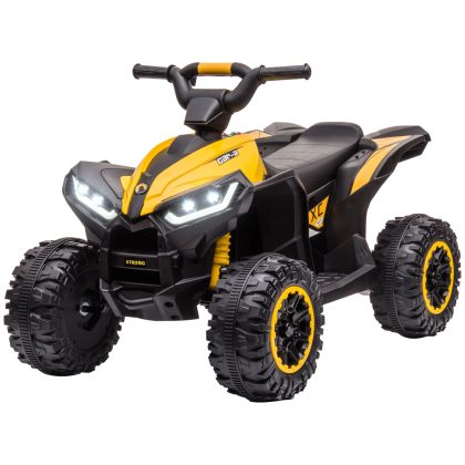 HOMCOM Elektrische quad, met mp3 en schokdempers, voor 3-5 jaar tot 25 kg, LED koplampen, ergonomische zit, 83 x 53 x 55,5 cm, geel zwart | Aosom.nl
