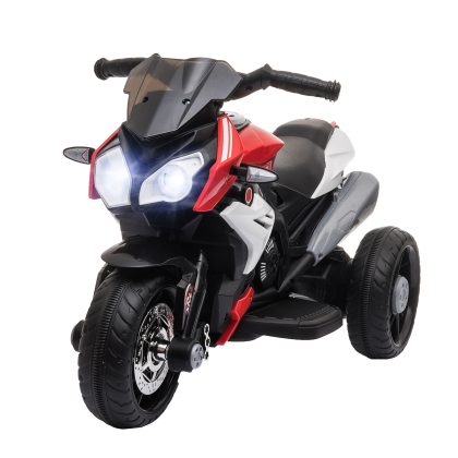 HOMCOM elektrische kindermotor, met licht en geluid, oplaadbaar, snelheid tot 3 km/u, stevig kunststof en metaal, 98x54x66 cm, zwart/rood | Aosom.nl
