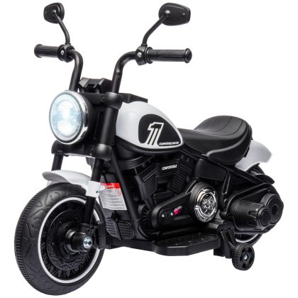 HOMCOM elektrische kindermotor, LED-koplamp, afneembare zijwieltjes, Veilige snelheden, tot 25 kg, 18-36 maanden, 76x42x57 cm, rood-zwart | Aosom.nl