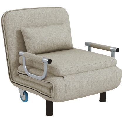 HOMCOM opvouwbare slaapstoel, 3-in-1 klapstoel met verstelbare rugleuning, voor slaapkamer en logeerkamer, compact, 190 x 64 x 38 cm, Grijs | Aosom.nl