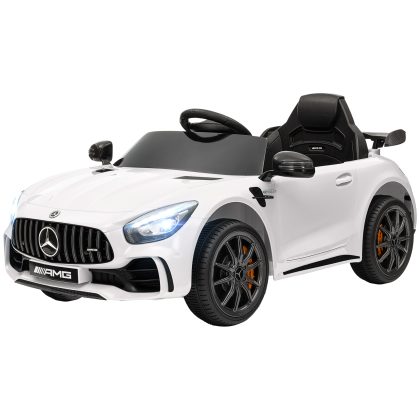 AIYAPLAY Elektrisch Kinderauto, veilig en snel, 3-5 km/u, met afstandsbediening, licht & muziek, 110 x 70 x 50 cm, wit | Aosom.nl