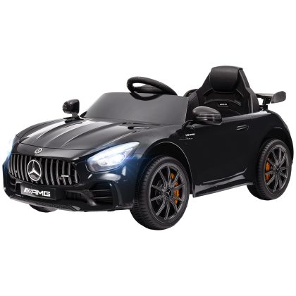 AIYAPLAY elektrische kinderwagen, Mercedes-stijl, afstandsbediening, licht & muziek, 3-5 km/u, veilig en duurzaam, zwart | Aosom.nl