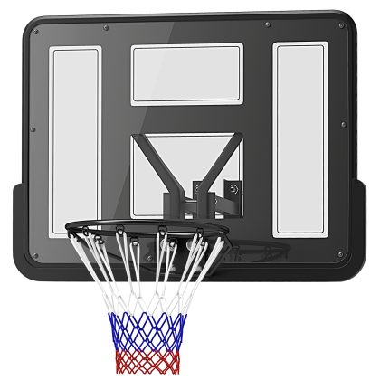 SPORTNOW wandgemonteerde basketbalring, scheurbestendig net, weerbestendig, ideaal voor binnen en buiten, eenvoudig te monteren, zwart | Aosom.nl