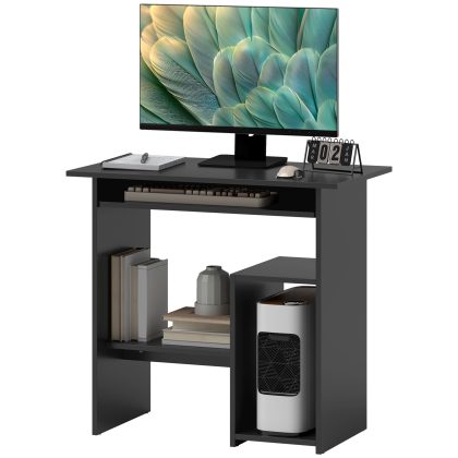 HOMCOM computertafel, modern bureau van spaanplaat en metaal, stevig ontwerp, multifunctioneel, 80 x 45 x 75 cm, zwart | Aosom.nl