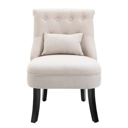 HOMCOM zachte fauteuil, gestoffeerd met rugkussen, ideaal voor lezen en ontspannen, linnenlook stof, 52,5 x 69 x 77 cm, crème wit | Aosom.nl