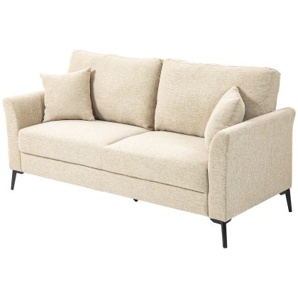HOMCOM 2-zitsbank, luxe met veren, stevige dikke bekleding, tot 360 kg, comfortabel en stijlvol, 179 x 80 x 89 cm, beige | Aosom.nl