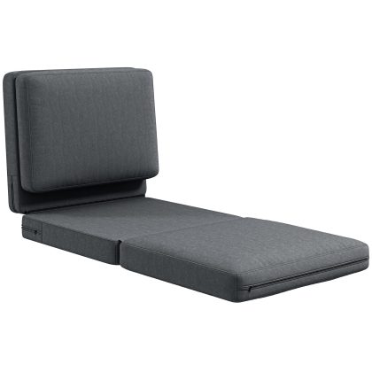 HOMCOM Opvouwbare Vloerstoel Omvormbaar Gestoffeerde Bank Woonkamer Gastenkamer Kantoor 75x268x18 cm Donkergrijs Luxe Comfort Dikke Kussens | Aosom.nl