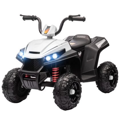 AIYAPLAY Elektrische Kinderquad, Licht & Muziek, Ophanging, 5 km/u, 50 Min. Rijtijd, voor 3-5 Jaar, Wit