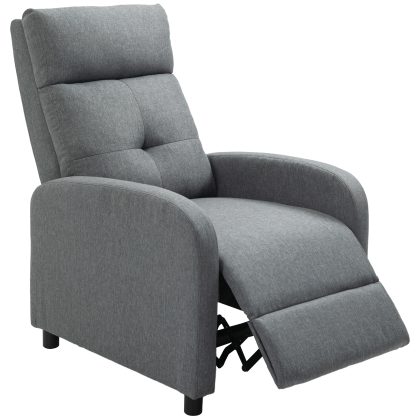 HOMCOM Relaxstoel met Ligfunctie, Uitschuifbaar Voeteneind, Pocketvering, tot 150 kg, Grijs