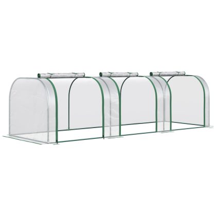 Outsunny mini kas, weerbestendig stevige koude kas met deur, ideaal voor planten kweken, UV-bestendig, 295 x 100 x 80 cm, transparant | Aosom.nl