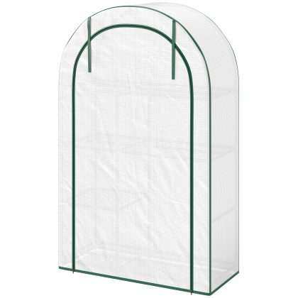 Outsunny Kweekkas, 4-laags met 140g/m² kunststof afdekking en roldeur draagbaar, UV-bestendig, perfect voor planten, 100x45x160 cm, Wit | Aosom.nl