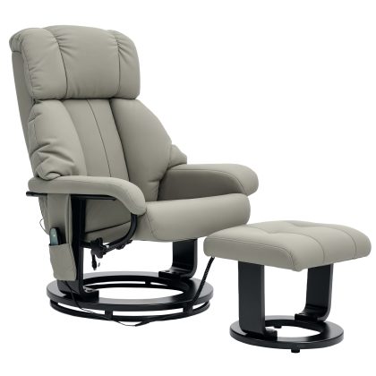 HOMCOM Relaxstoel met Massagefunctie, Tv-stoel met Zijtas, Kunstleer, Grijs