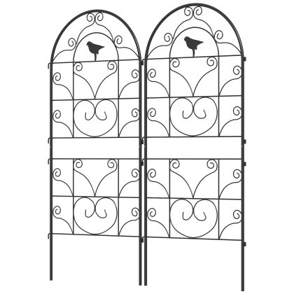 Outsunny plantenklimrek, 2-delig Set, Steekbaar Roestvrij, roestbestendig en vervormt niet, Multifunctioneel Gebruik, 50x120 cm, Zwart | Aosom.nl