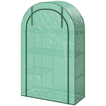 Outsunny Mini-kas, 4-laags kas met kunststofdoek, draagbaar, oprolbare deur, 100 x 45 x 160 cm, groen