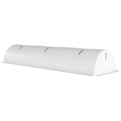 Outsunny tunnelkas, Mini met 3 Meshramen, UV-bestendig, scheurbestendige plastic bekleding, Kunststof Folie, 300 x 80 x 45 cm, Wit | Aosom.nl