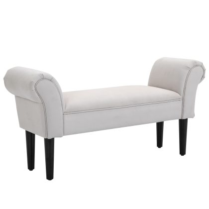 HOMCOM zitbank voor slaapkamer, gestoffeerde bedbank, comfortabel MDF met schuimstof, ruimtebesparend, 120 x 60 x 75 cm, grijs | Aosom.nl