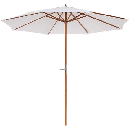 Outsunny Zonnescherm, duurzame houten parasol met zwengel, UV-bescherming, eenvoudig te installeren, 2,7 m, Bruin | Aosom.nl