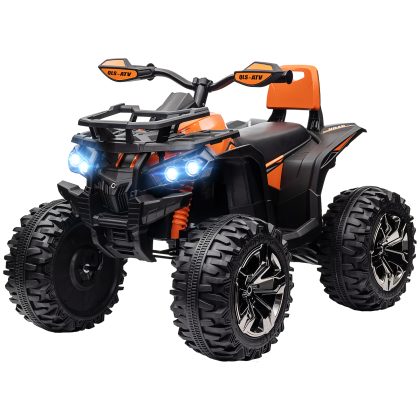 HOMCOM 12V Elektrische Kinderquad met Voor- en Achteruitfunctie, MP3-speler, Koplamp, 3-8 km/u, 3-5 Jaar, Oranje