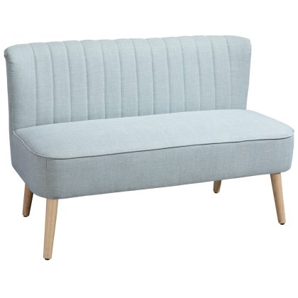 HOMCOM 2 zits bank, gewatteerde rugleuning, massief houten frame en verstevigde poten, strak ontwerp, tot 150 kg,117x56,5x77cm, lichtgroen | Aosom.nl