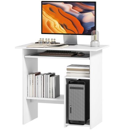 HOMCOM Computertafel, Bureau, Spaanplaat, Metaal, 80 x 45 x 75 cm, Wit