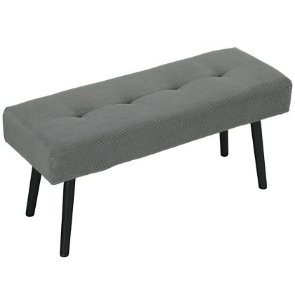 HOMCOM Gestoffeerde Bank Ribstof Bedbank Metalen Poten Schoenenbank 100x36x45 cm Grijs Woonkamer Hal Meubilair | Aosom.nl