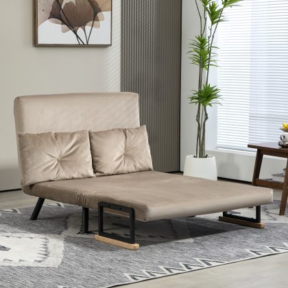 HOMCOM Slaapfauteuil, Slaapstoelbank, Rugleuning verstelbaar in 5 standen, afneembare en wasbare hoes, Tot 120 kg, 102x73x81cm, Lichtbruin | Aosom.nl