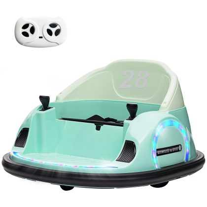 AIYAPLAY Autoscooter met 360° Rotatie, 2 km/u Snelheid, Veiligheidsgordel, LED-Licht, Muziek en Claxon, Groen