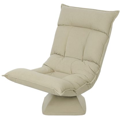 HOMCOM vloerzetel 5-voudig verstelbare rugleuning draaibaar modern gestoffeerd beige 360° draaibaar 120kg | Aosom.nl