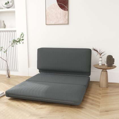 HOMCOM 3-in-1 Relaxstoel Donkergrijs Opvouwbaar Slaapmatras 138cm Breed Fluweelzachte Stof 33cm Dik Vulling Gastenbed Logeerbed | Aosom.nl