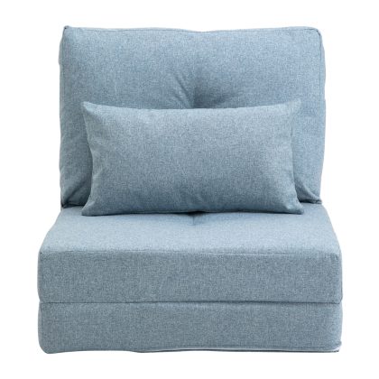 HOMCOM Vloerstoel Opvouwbaar Matras Slaapmat, 2-in-1 design, afneembaar kussen, 60 x 80 x 56 cm, Hemelsblauw