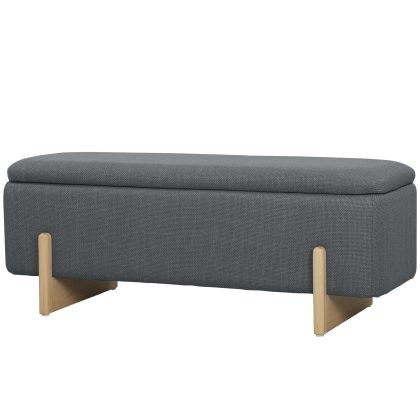 HOMCOM Hocker met opbergruimte, Opbergbank met schuimrubber bekleding, Linnenlook, 111 x 44 x 44,5 cm, Donkergrijs